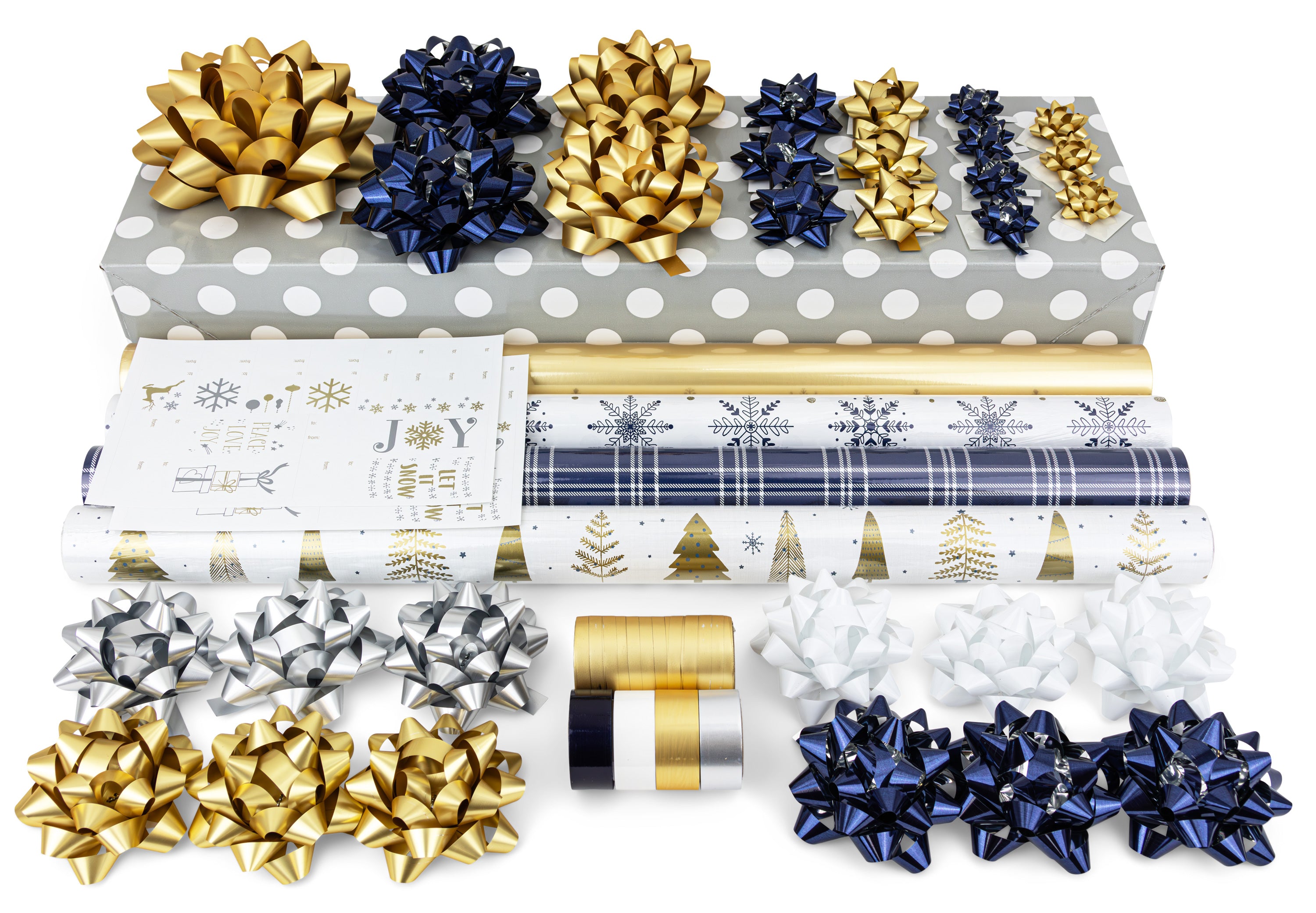 60 Piece Wrapping Paper Set - Elegant Wonderland - with Bows, Ribbon, Gift Tags